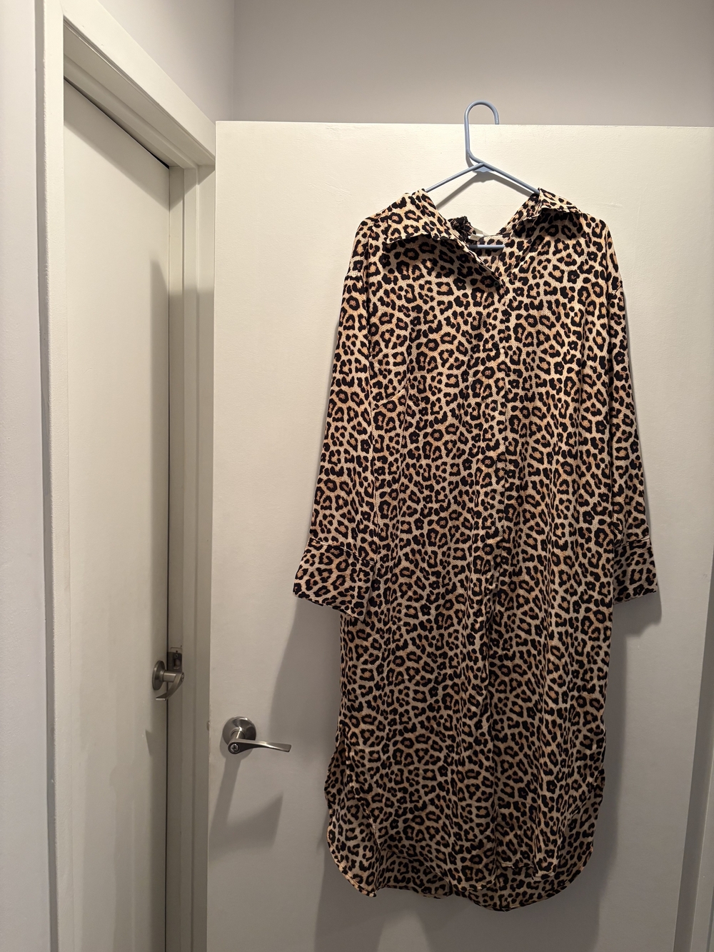 H&M Leopard Print Shirt Dress - Beige & Black
